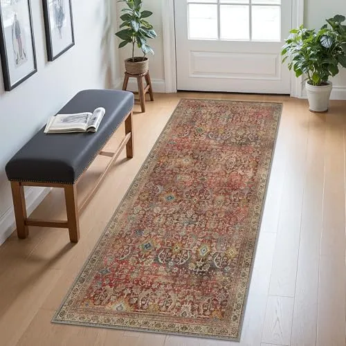 Bavni Vintage Medallion Rugs — Burgundy Red