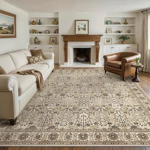 Bavni Vintage Floral Rugs — Cream Brown