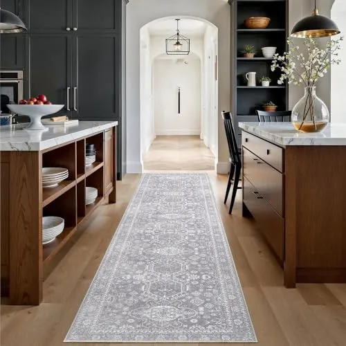 Bavni Vintage Medallion Rugs — Light Grey