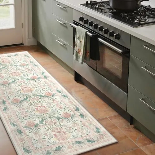 Bavni Vintage Floral Rugs — Beige Pink