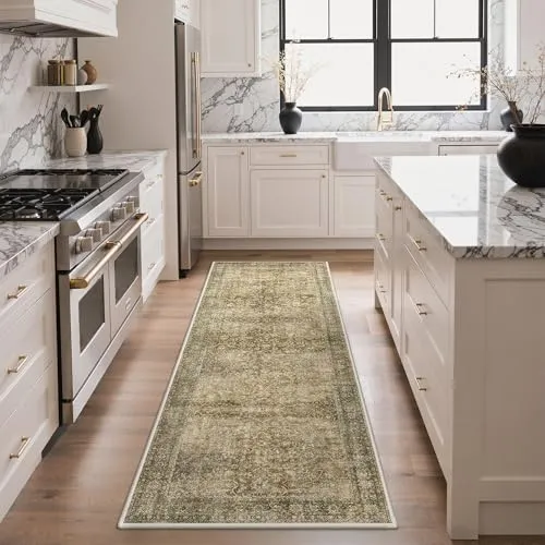 Bavni Vintage Floral Rugs — Brown Olive