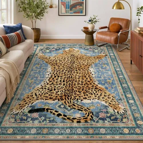 Bavni Leopard & Cheetah Rugs — Blue