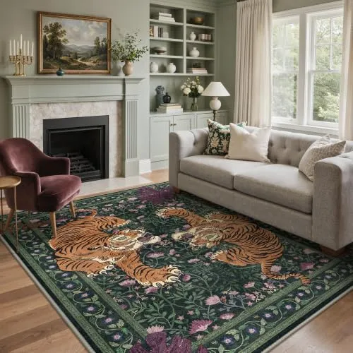 Bavni Tiger Rugs — Purple Green