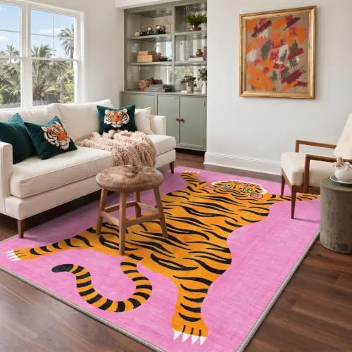 Bavni Tiger Rugs — Bubblegum Pink
