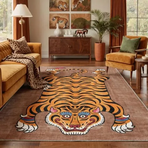 Bavni Tiger Rugs — Brown Tiger Head