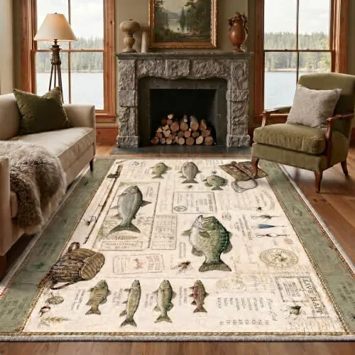 Bavni Fish Rugs — Vintage Fishing Beige