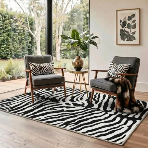Bavni Zebra Print Rugs — Black & White