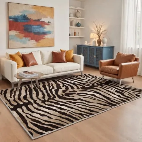 Bavni Zebra Print Rugs — Brown & Taupe