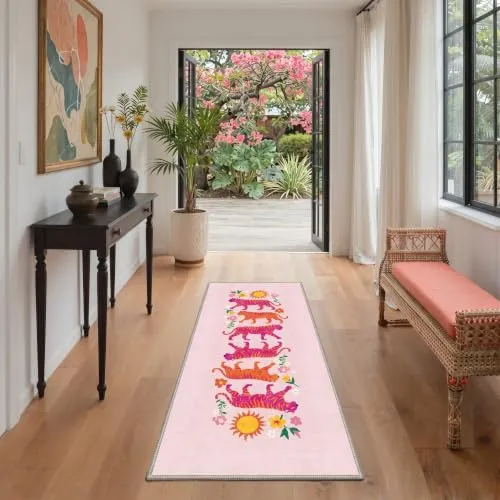 Bavni Tiger Rugs — Soft Pink