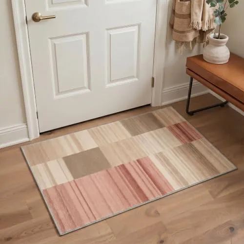Bavni Checkered & Plaid Rugs — Patchwork Blush