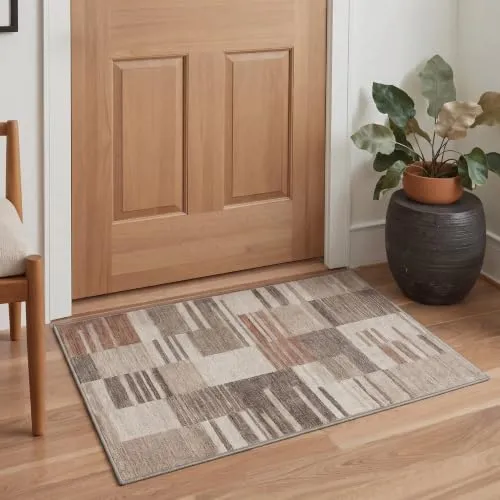 Bavni Checkered & Plaid Rugs — Patchwork Taupe