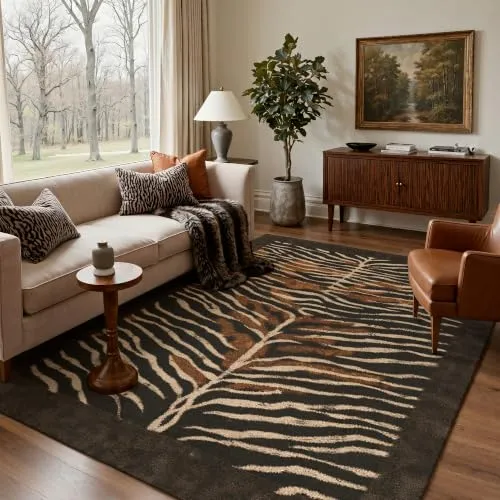 Bavni Zebra Print Rugs — Brown & Gold