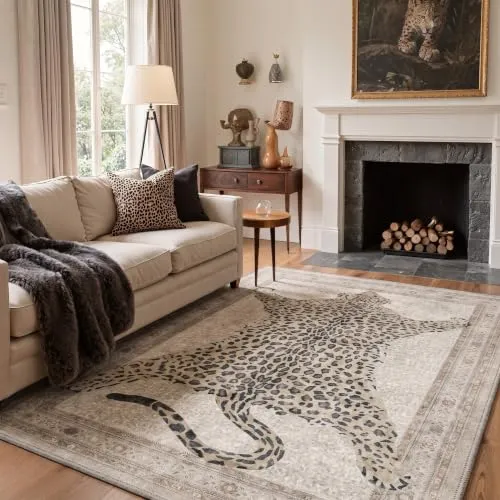 Bavni Leopard & Cheetah Rugs — White